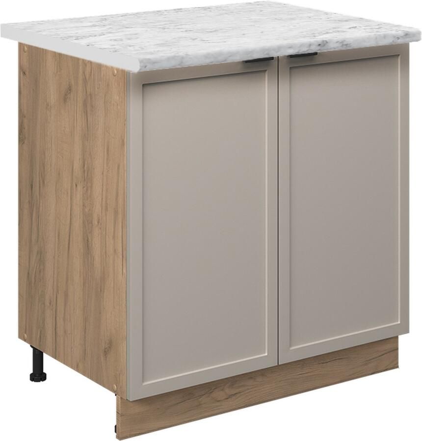 Vicco Fame-Line Keuken Wastafelkast – 80 cm met legplank WB Marmer GrijsBeige met legplank WB Marmer