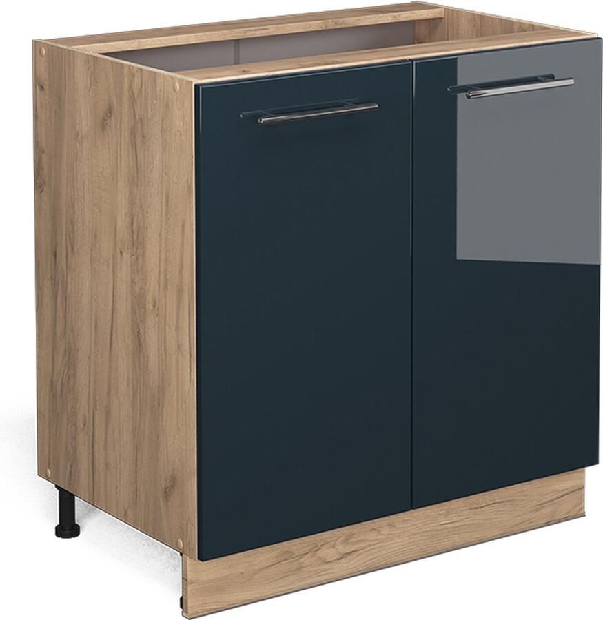 Vicco Fame-Line Keuken Onderkast – 80 cm met legplank zonder werkblad Donkerblauw hoogglans met legplank zonder werkblad - Foto 2