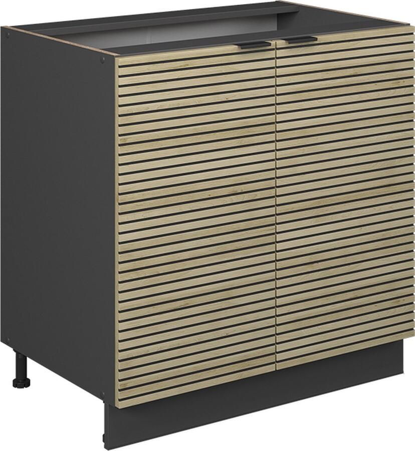 Vicco Fame-Line Keuken Wastafelkast – 80 cm met legplank zonder werkblad Eiken paneel met legplank zonder werkblad