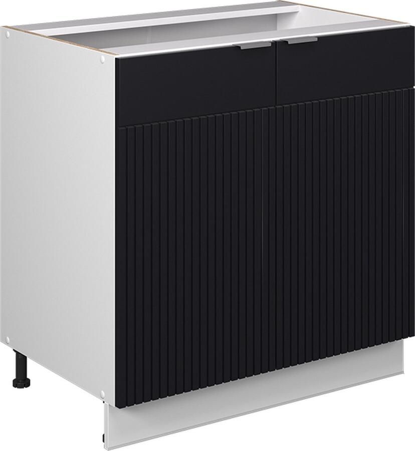 Vicco Fame-Line Keuken Wastafelkast – 80 cm met legplank WB Antraciet Zwart gestreept met legplank WB Antraciet