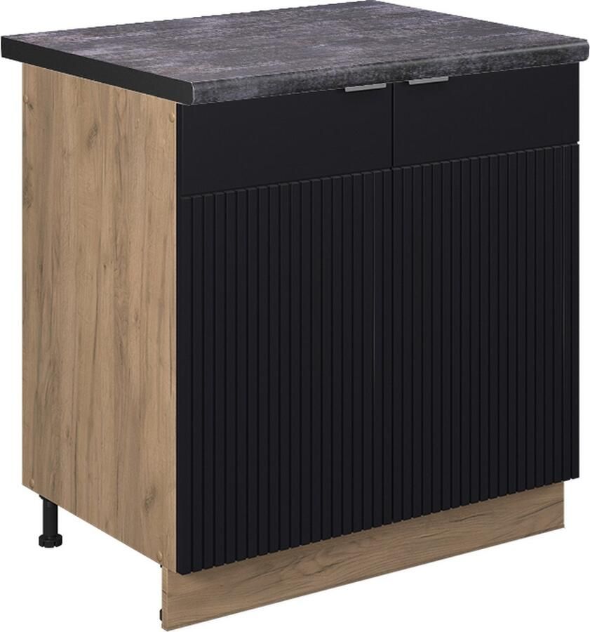 Vicco Fame-Line Keuken Wastafelkast – 80 cm WB Antraciet Zwart gestreept WB Antraciet