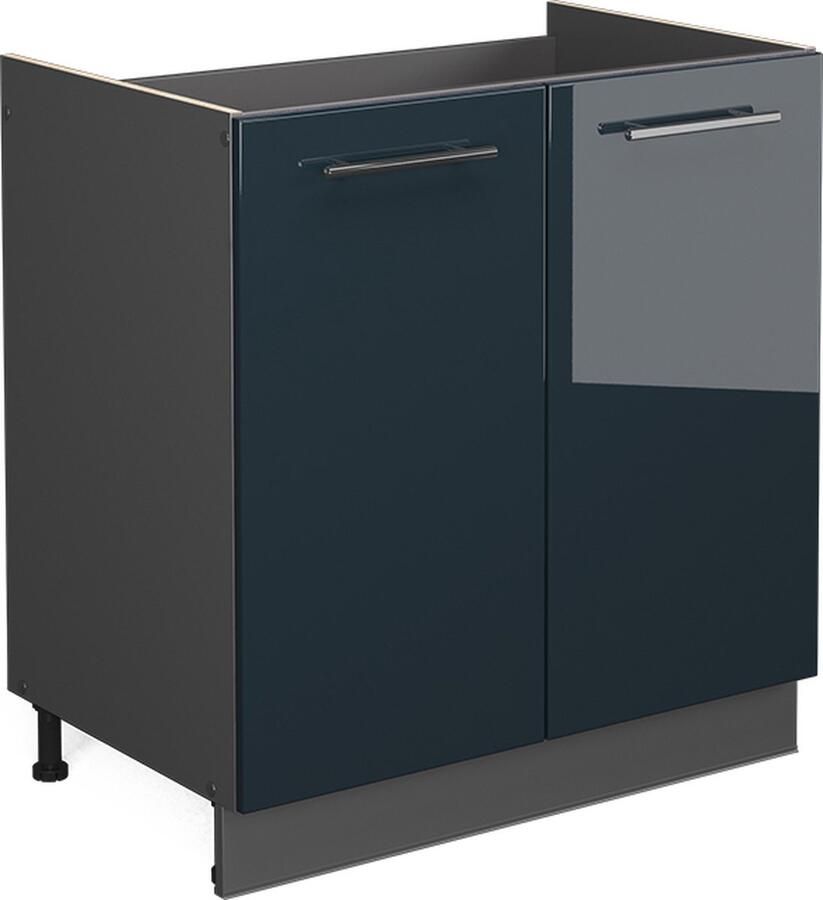 Vicco Fame-Line Keuken Wastafelkast – 80 cm WB Antraciet Donkerblauw hoogglans WB Antraciet