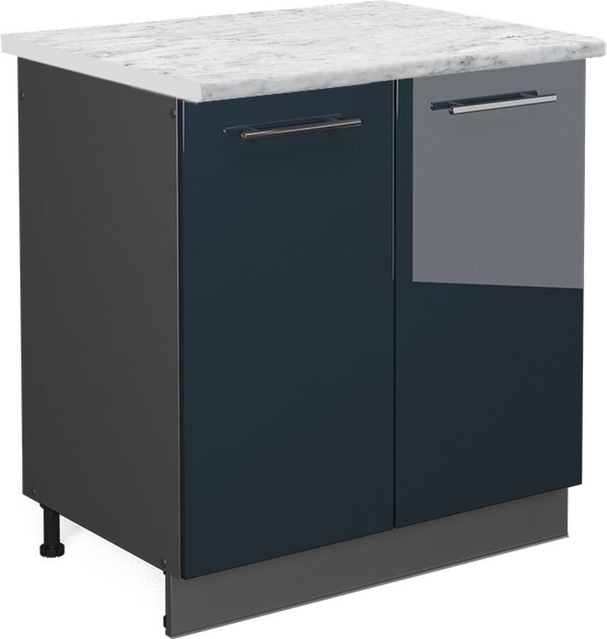 Vicco Fame-Line Keuken Wastafelkast – 80 cm WB Marmer Donkerblauw hoogglans WB Marmer