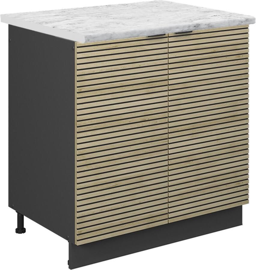 Vicco Fame-Line Keuken Wastafelkast – 80 cm WB Marmer Eiken paneel WB Marmer