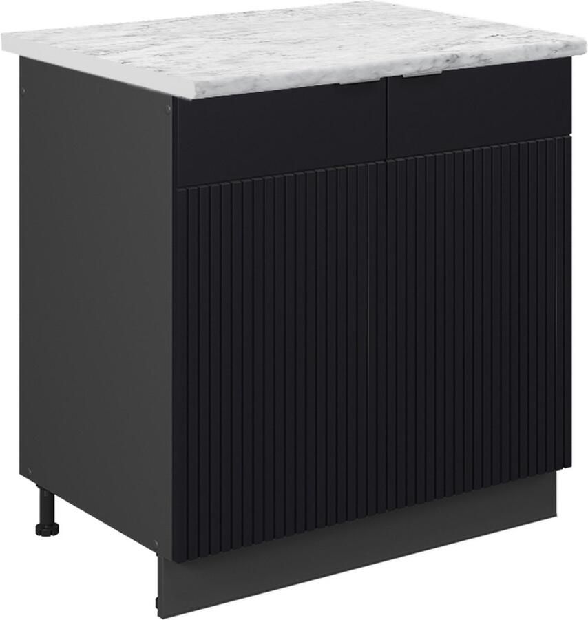 Vicco Fame-Line Keuken Wastafelkast – 80 cm WB Marmer Zwart gestreept WB Marmer