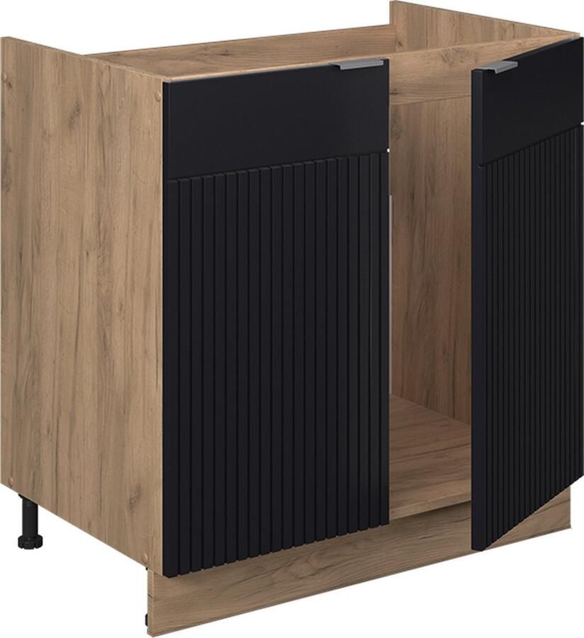 Vicco Fame-Line Keuken Wastafelkast – 80 cm zonder werkblad Zwart gestreept zonder werkblad