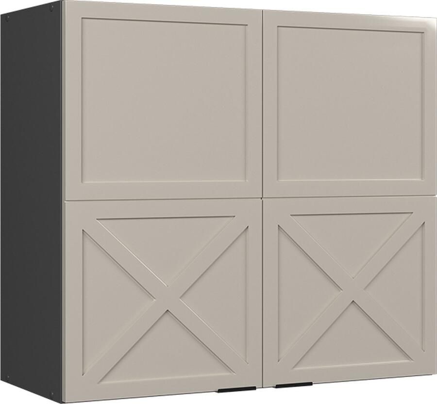 Vicco Fame-Line Keuken Glazen keukenkast – 80 cm GrijsBeige