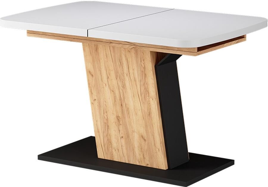 Vicco Fenaro Eettafel – 120 x 80 cm uitschuifbaar Wit Zwart Goudkraft Eiken