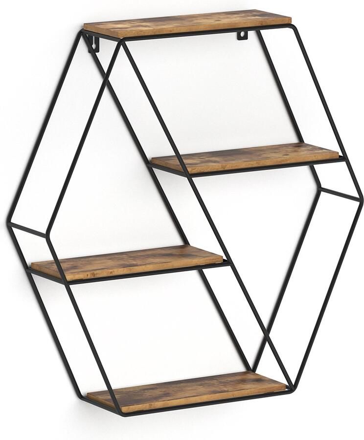 Vicco Fyrk Wandrek – 51 x 52 cm Hoekvorm Antiek hout Hoekvorm