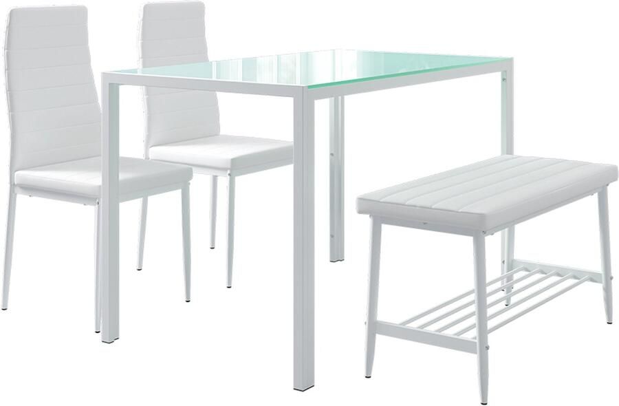 Vicco Grand Eettafel set – 120 x 70 cm 4 delen Wit 4 delen