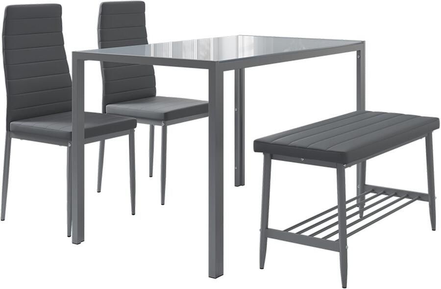 Vicco Grand Eettafel set – 120 x 70 cm 4-delige set Grijs 4-delige set
