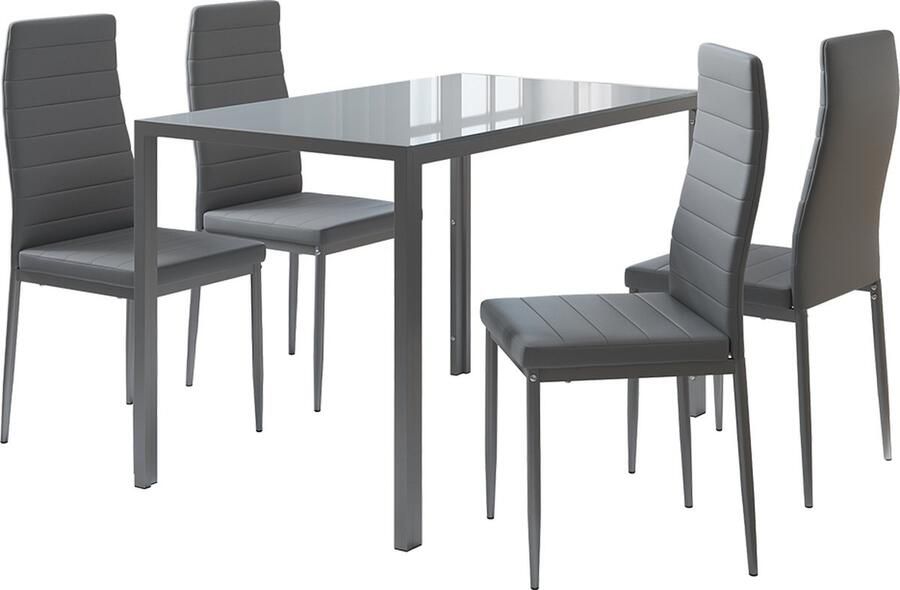 Vicco Grand Eettafel set – 120 x 75 cm Set van 4 Grijs Set van 4