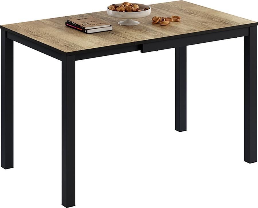 Vicco Granny Eettafel – 120 x 70 cm Uitschuifbaar Eik rustiek antraciet Uitschuifbaar