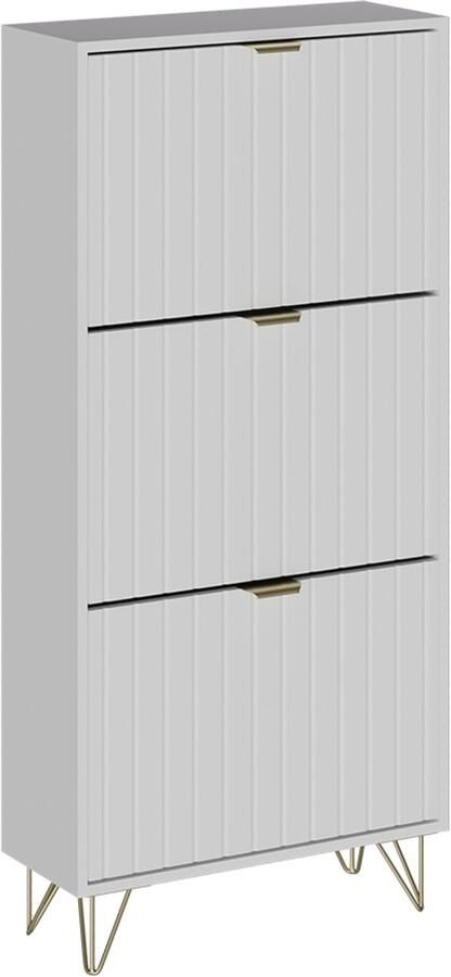 Vicco Helge Schoenenkast – 60 x 128.5 cm 3 compartimenten Wit 3 compartimenten