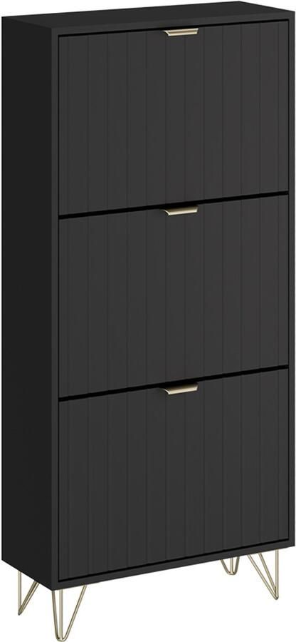 Vicco Helge Schoenenkast – 60 x 128.5 cm 3 compartimenten Zwart 3 compartimenten