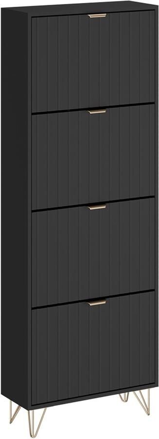 Vicco Helge Schoenenkast – 60 x 166.7 cm 4 compartimenten Zwart 4 compartimenten