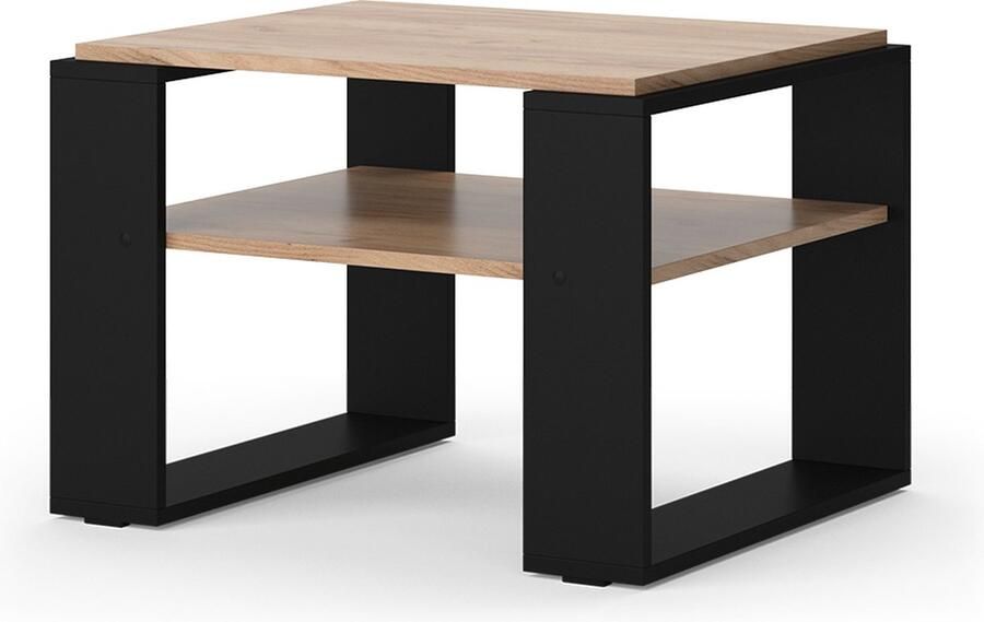 Vicco Helm Salontafel – 65.6 x 55 8 cm met plank Krachtige eik goud met plank