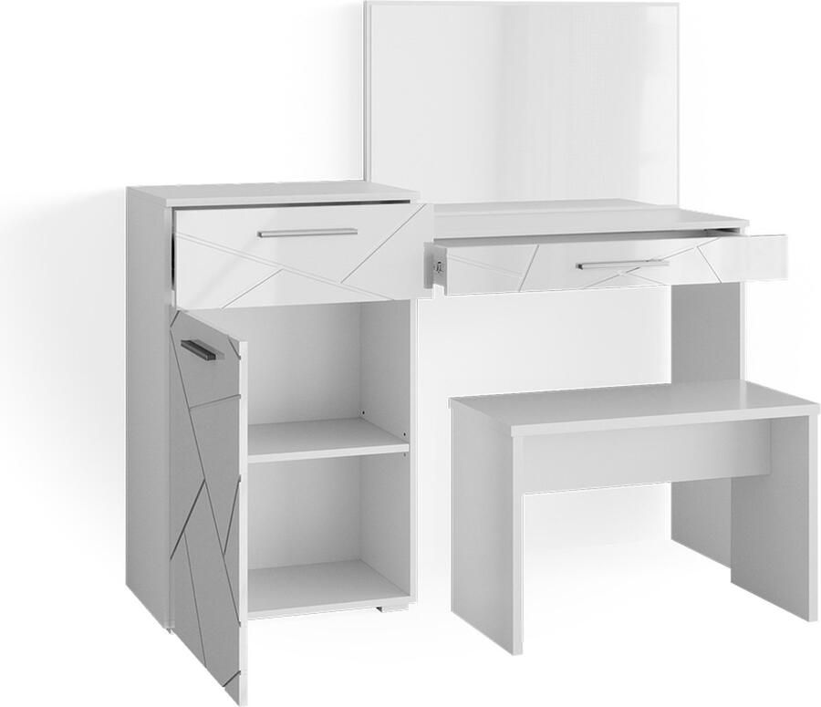 Vicco Irma Kaptafel – 135 cm met bank Wit met bank