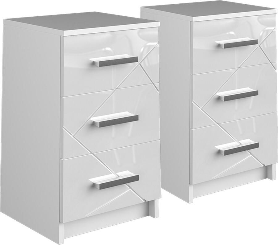 Vicco Irma Nachtkastje – 35.5 x 66 cm Set van 2 Wit Set van 2