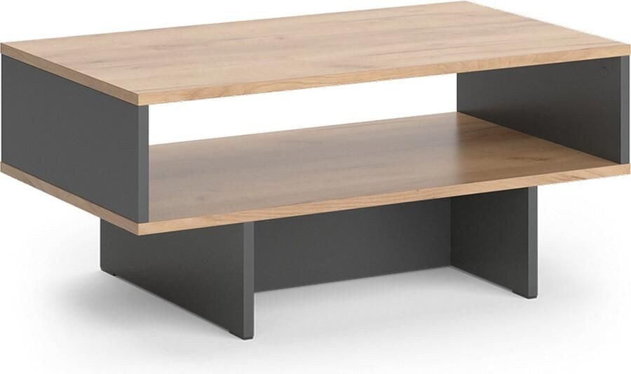 Vicco Josef Salontafel – 80 x 46 2 cm met 1 plank Antraciet gouden eik met 1 plank