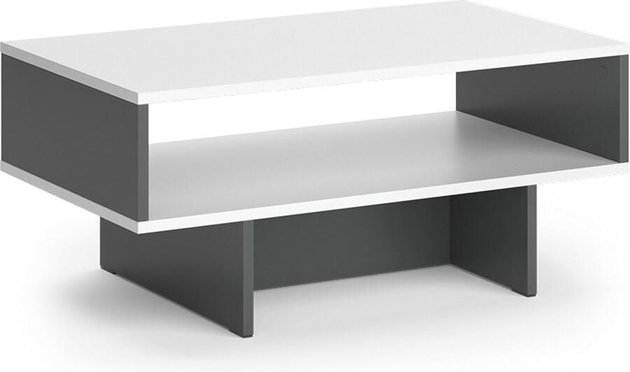 Vicco Josef Salontafel – 80 x 46 2 cm met 1 plank Wit antraciet met 1 plank