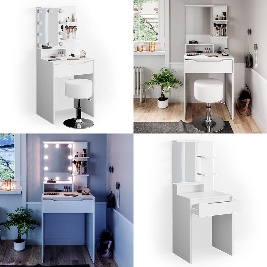 Vicco Ruben Kaptafel – 60 cm met krukje Wit met krukje