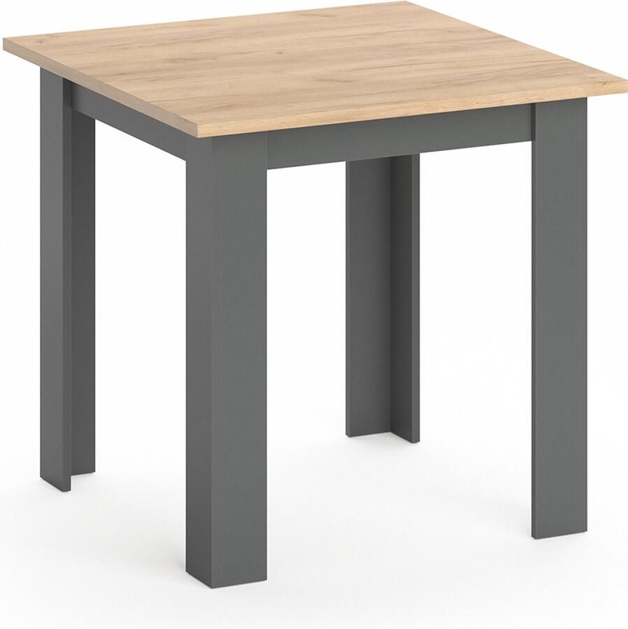 Vicco Eettafel Karlos Krachtige eik goud Antraciet 80 x 80 cm