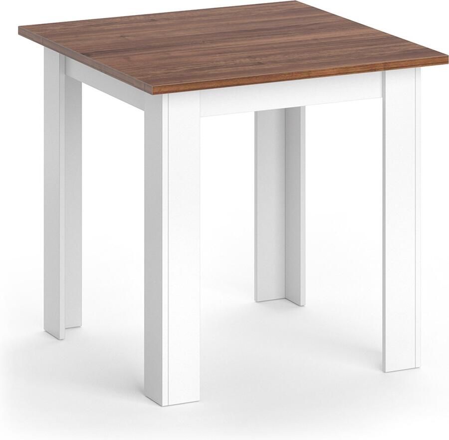 Vicco Eettafel Karlos Walnoot Wit 80 x 80 cm