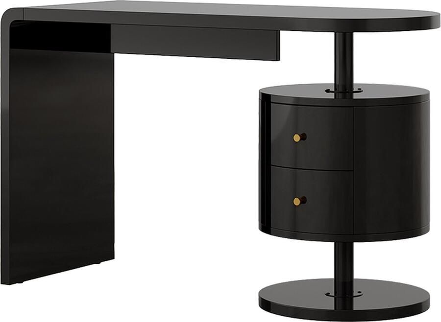 Vicco Lara Opmaaktafel – 120 cm met 2 laden Zwart hoogglans met 2 laden