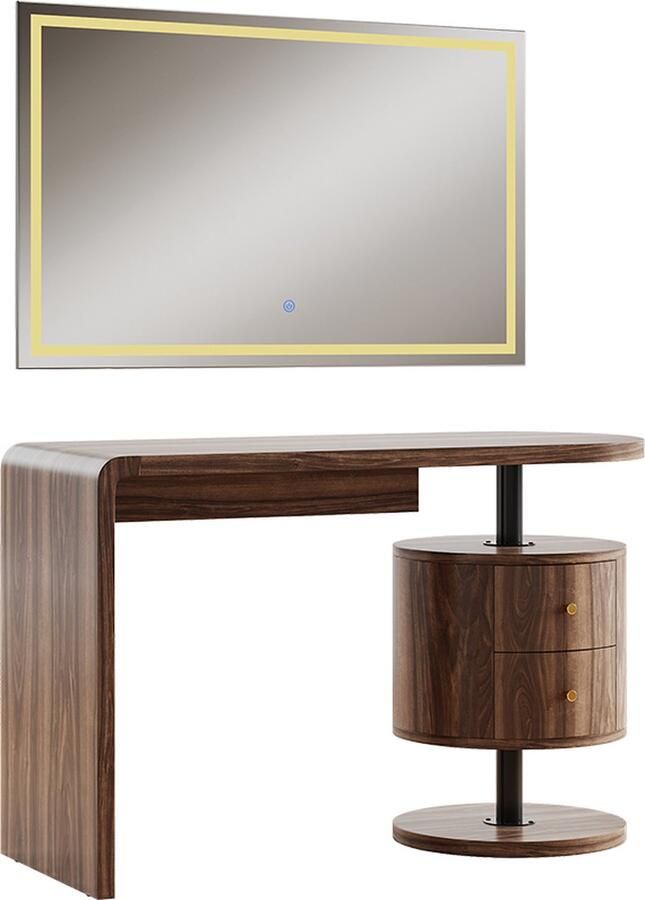 Vicco Lara Toilettafel – 120 cm met LED-spiegel Eiken rustiek met LED-spiegel