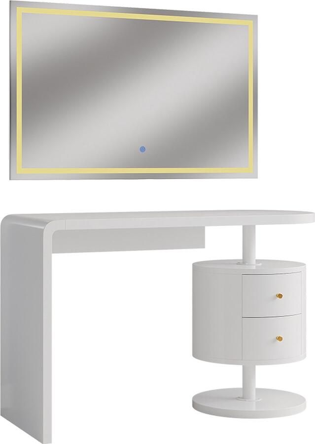 Vicco Lara Kaptafel met licht – 120 cm met LED-spiegel Wit met LED-spiegel