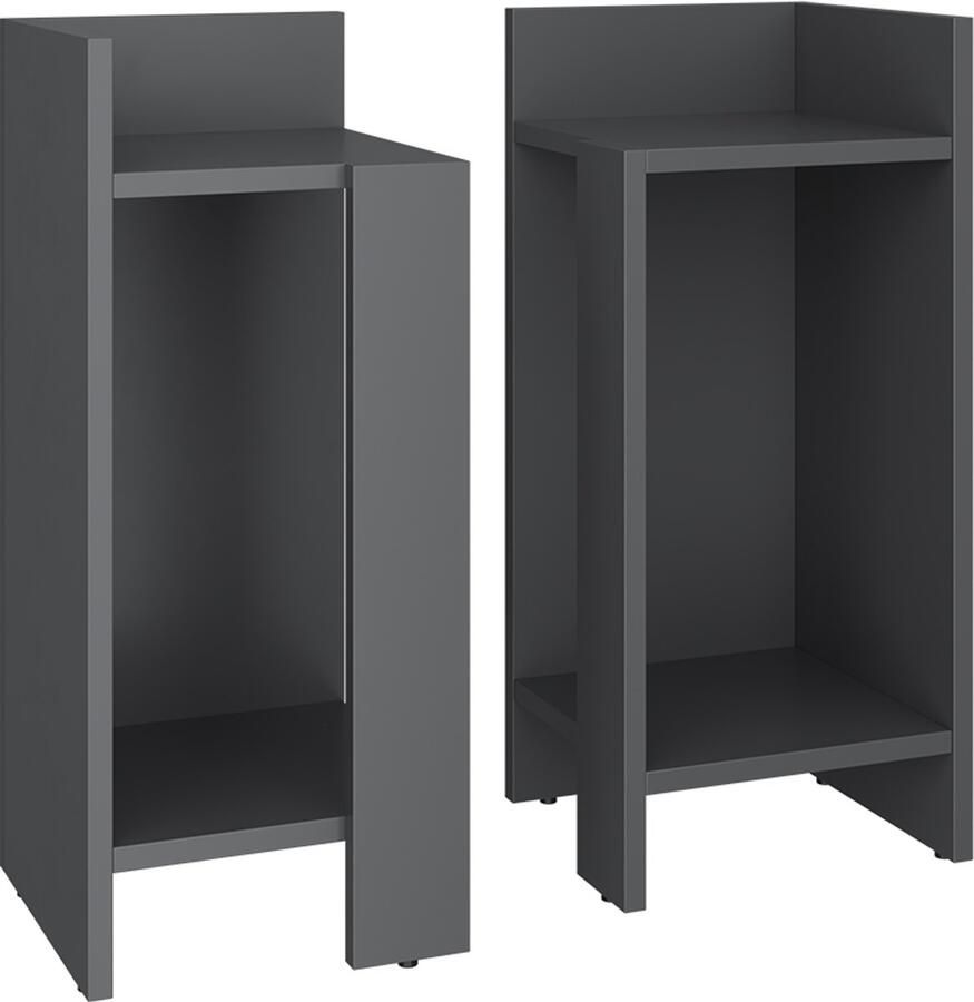 Vicco LenarNachtkastje – 27 x 60 cm Set van 2 Antraciet Set van 2