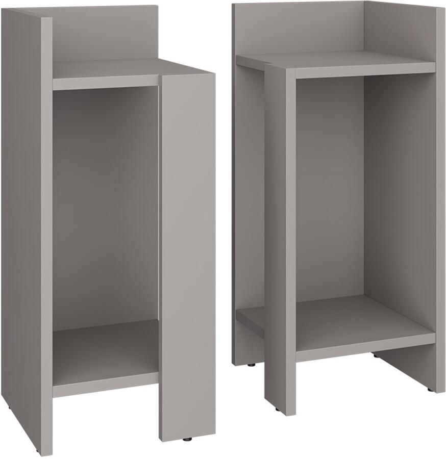 Vicco LenarNachtkastje – 27 x 60 cm Set van 2 Grijs Set van 2