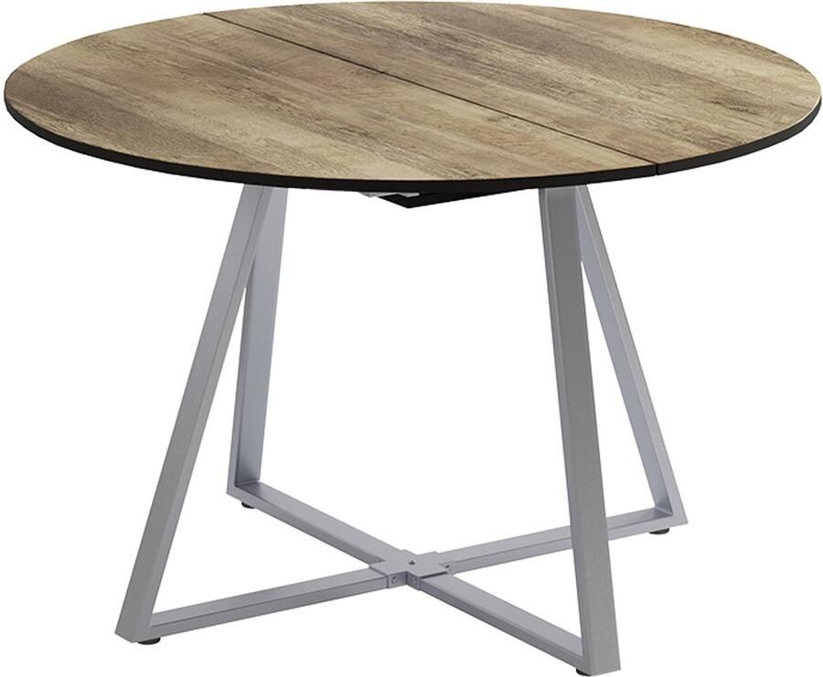 Vicco Loyd Eettafel – 120 x 120 cm Uitschuifbaar Eiken rustiek grijs