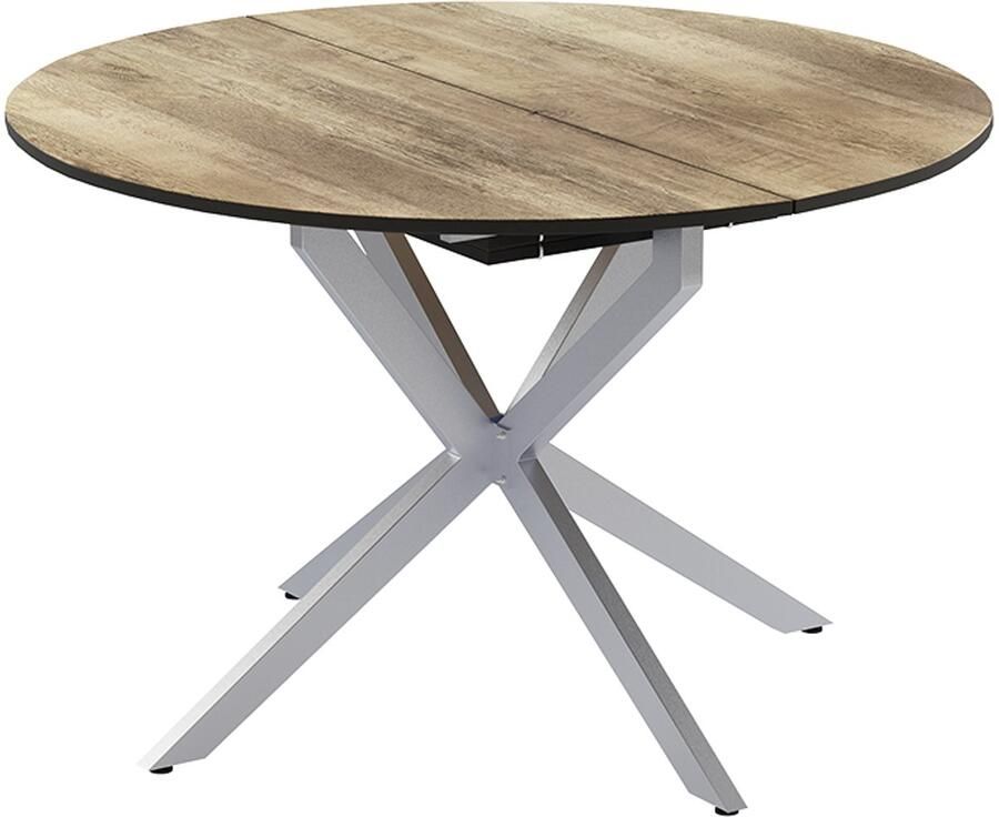 Vicco Loyd Eettafel – 120 x 120 cm uitschuifbaar Eiken rustiek grijs