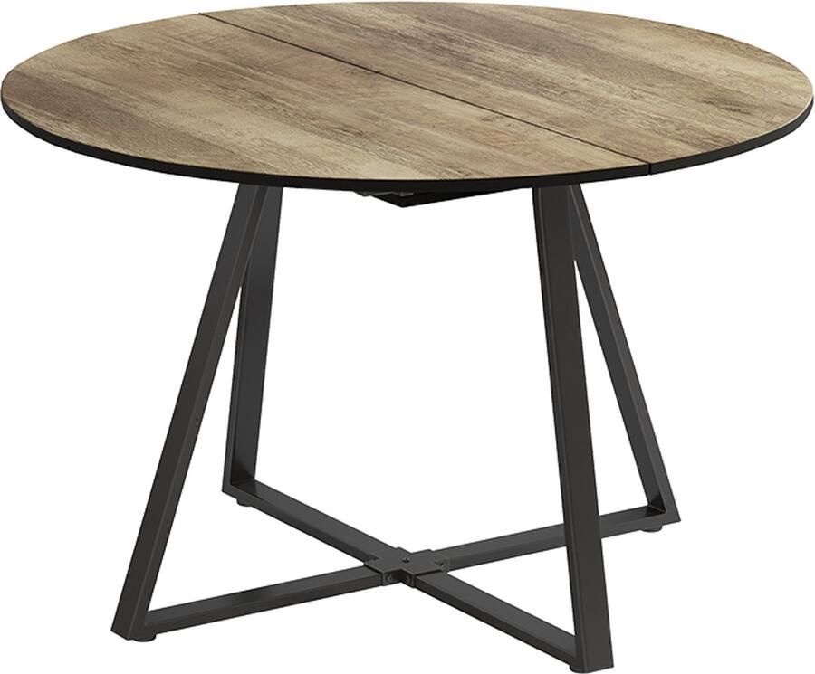 Vicco Loyd Eettafel – 120 x 120 cm uitschuifbaar Eiken rustiek zwart