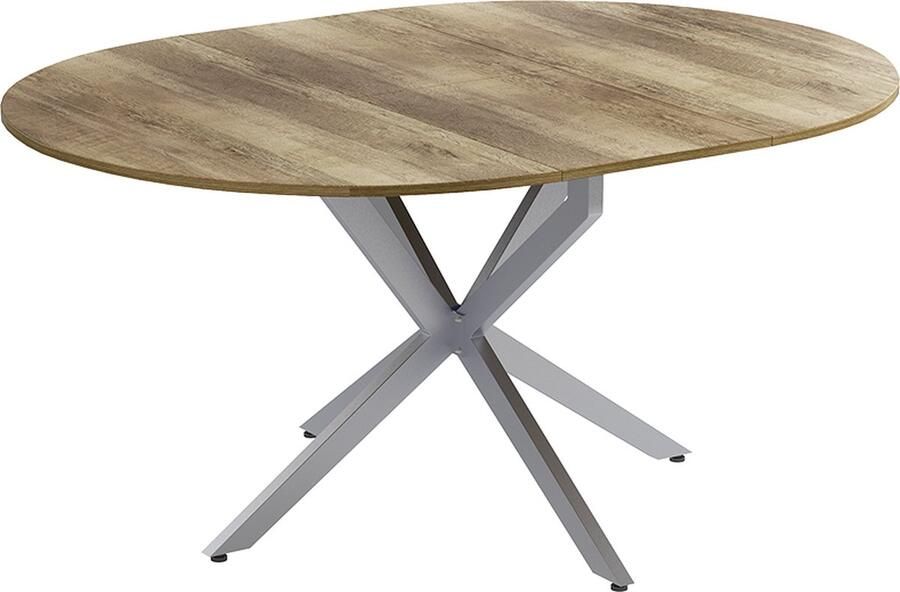 Vicco Loyd Eettafel – 120 x 76.5 cm Uitschuifbaar Eiken rustiek grijs Uitschuifbaar - Foto 2