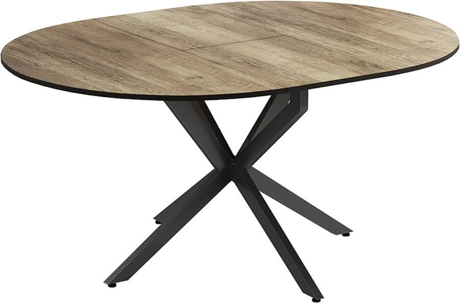Vicco Loyd Eettafel – 120 x 76.5 cm Uitschuifbaar Zwart eiken rustiek Uitschuifbaar