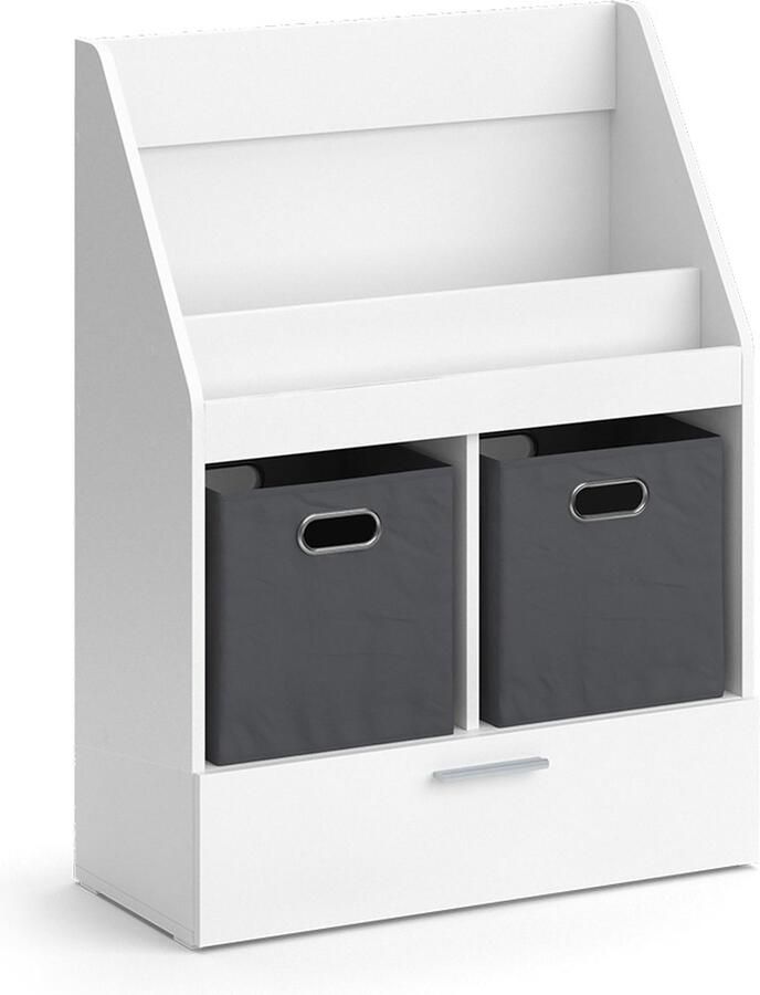 Vicco Luigi Boekenkast – 72 x 96.2 cm met vouwboxen Wit met vouwboxen