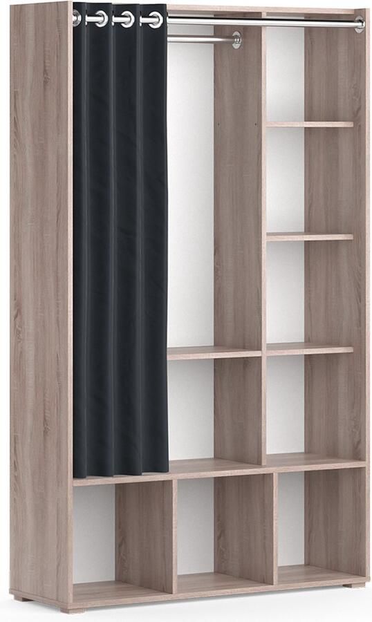 Vicco Luigi Kinderkledingkast – 105.8 x 178.1 cm met gordijn kledingroede Sonoma met gordijn kledingroede