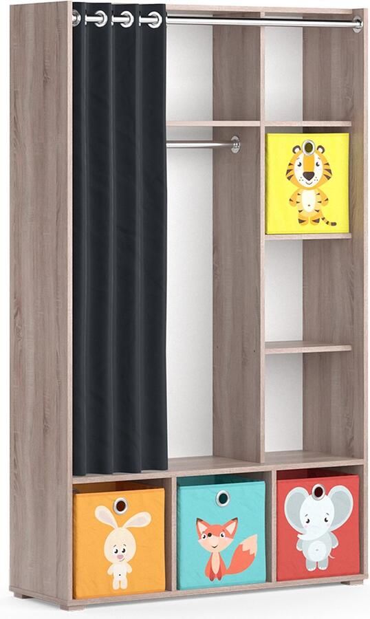 Vicco Luigi Kinderkledingkast – 105.8 x 178.1 cm Met vouwboxen (gekleurd) Sonoma Met vouwboxen (gekleurd)