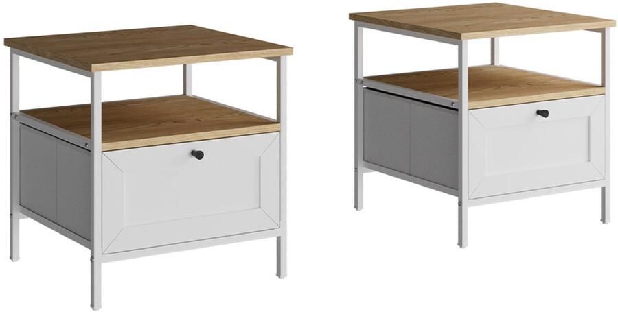 Vicco LunisNachtkastje – 45 x 47 cm Set van 2 Wit Set van 2