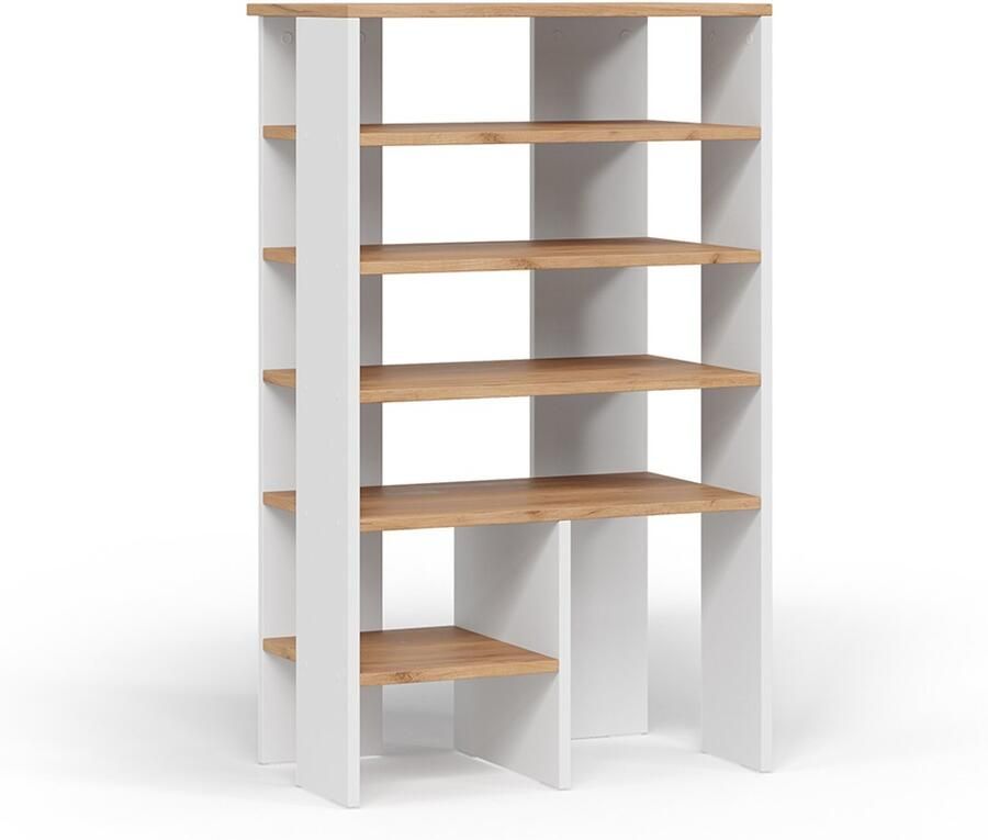 Vicco Marlon Schoenenkast – 60 x 100 cm met 5 compartimenten Eik wit goud