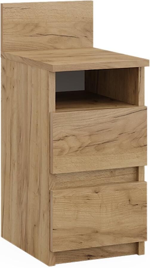 Vicco Monty Nachtkastje – 25 x 59.1 cm met 2 laden Krachtige eik goud