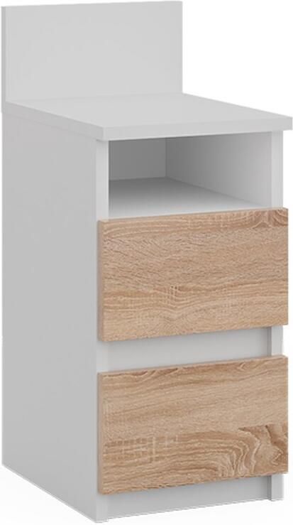 Vicco Monty Nachtkastje – 25 x 59.1 cm met 2 laden Wit Sonoma