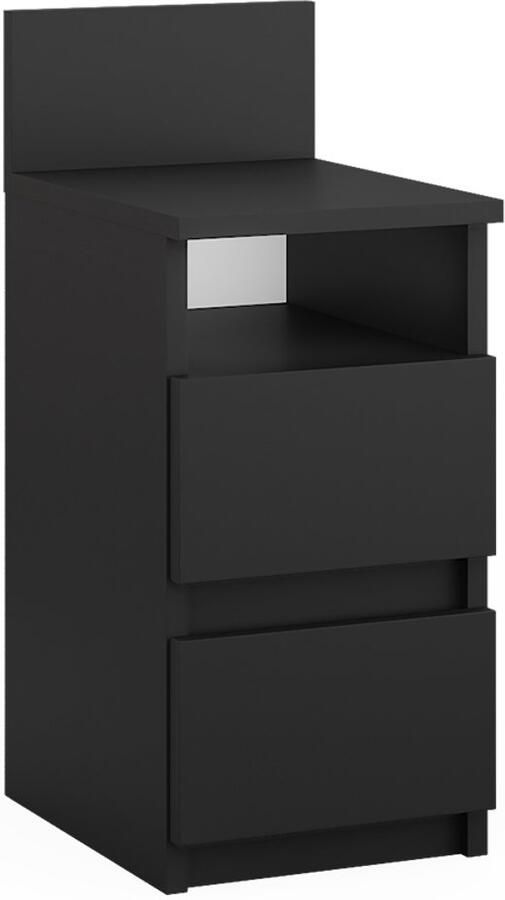 Vicco Monty Nachtkastje – 25 x 59.1 cm met 2 laden Zwart