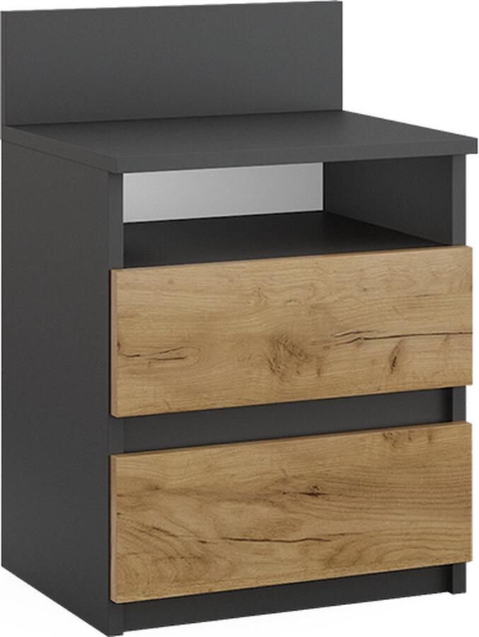 Vicco Monty Nachtkastje – 32.3 x 59.1 cm Antraciet gouden eik