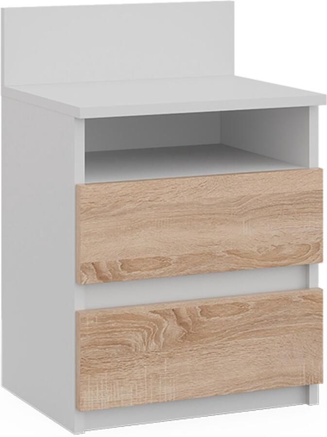 Vicco Monty Nachtkastje – 32.3 x 59.1 cm met 2 laden Wit Sonoma