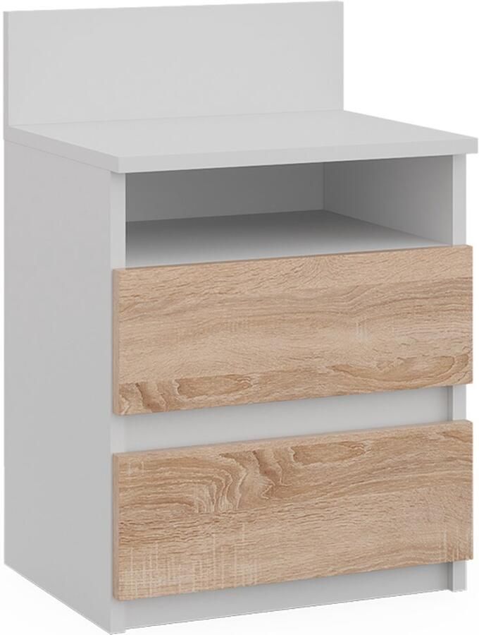 Vicco Monty Nachtkastje – 32.3 x 59.1 cm met 2 laden Wit Sonoma