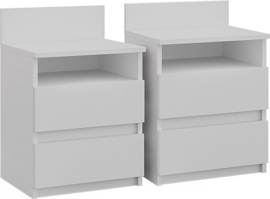Vicco Monty Nachtkastje – 32.3 x 59.1 cm Set van 2 Wit Set van 2
